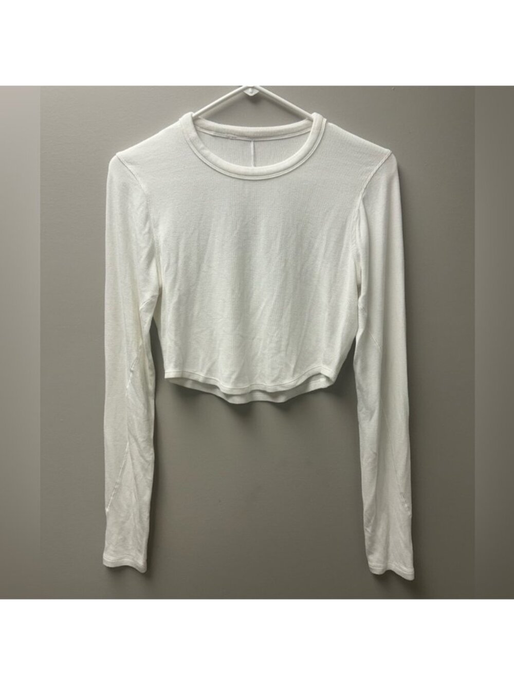 Lululemon White Hold Tight Cropped Long Sleeve Shirt
